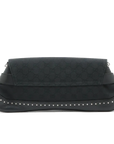 Pre-Loved Horsebit Chain Clutch Clutch Monogram Coated Canvas with Silver Hardware, Black