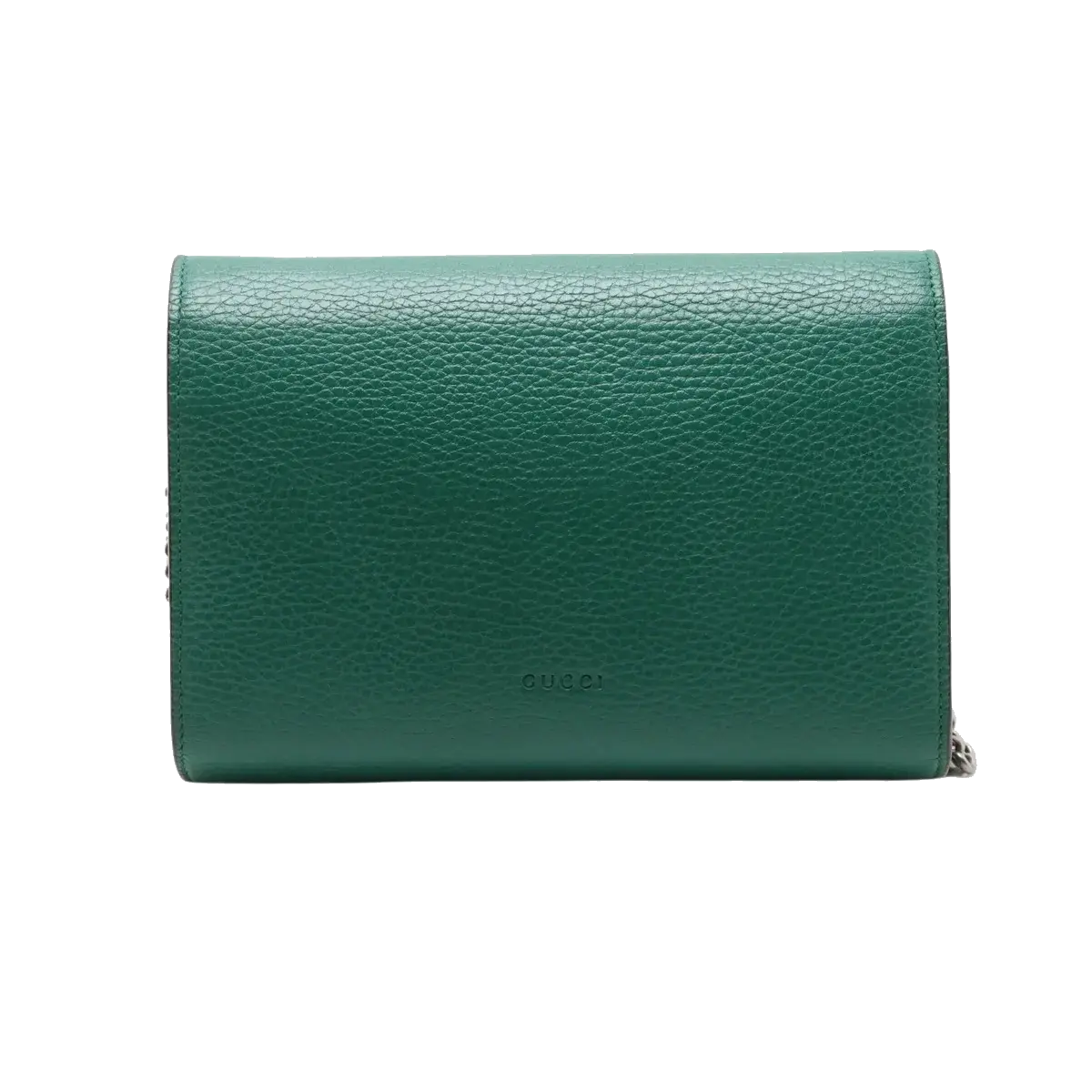 Pre-Loved Dionysus Wallet on Chain Crossbody Bag Leather Mini with Aged Gold and Silver Hardware, Green