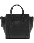 Pre-Loved Luggage Tote Leather Micro with Gold Hardware, Black