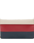Pre-Loved Queen Margaret Wallet on Chain Crossbody Bag Leather Mini with Aged Gold Hardware, White, Red, and Navy Blue