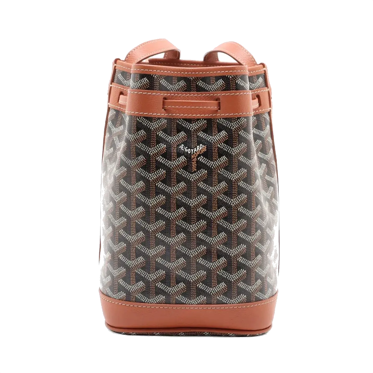 Pre-Loved Petit Flot Bucket Bag Goyardine Coated Canvas Mini with Silver Hardware, Black/Tan