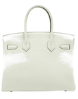 Pre-Loved Birkin Handbag Leather 30 with Palladium Hardware, Vert Fizz