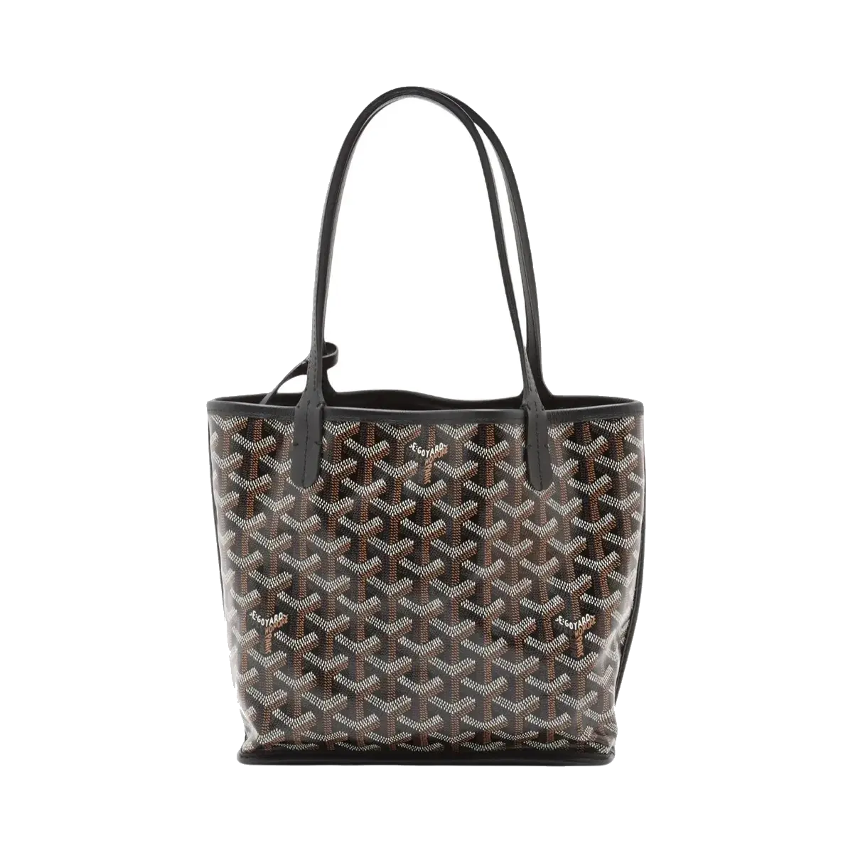 Pre-Loved Anjou Mini Tote Goyardine Chevron Coated Canvas Mini, Black/Tan