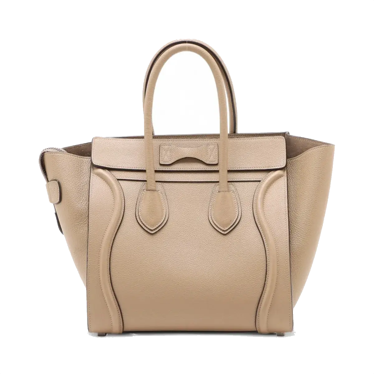 Pre-Loved Luggage Tote Leather Micro with Silver Hardware, Beige