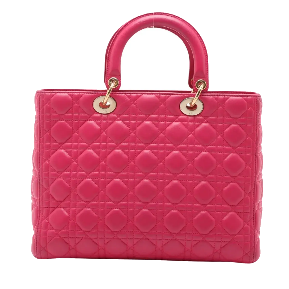 Pre-Loved Lady Dior Handbag Cannage Leather Large with Gold Hardware, Pink