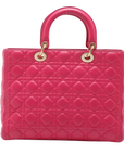 Pre-Loved Lady Dior Handbag Cannage Leather Large with Gold Hardware, Pink