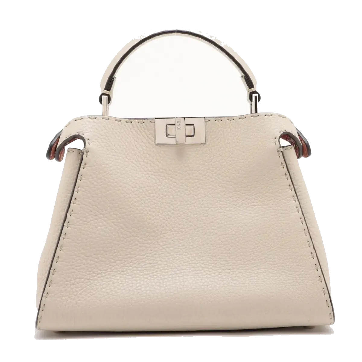 Pre-Loved Peekaboo Iconic Selleria Handbag Leather Small with Silver Hardware, Ivory
