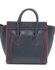 Pre-Loved Luggage Nano Handbag Leather Nano with Silver Hardware, Navy