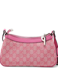 Pre-Loved GG-P Half-Moon Shoulder Bag Monogram Coated Canvas Small with Silver Hardware, Pink