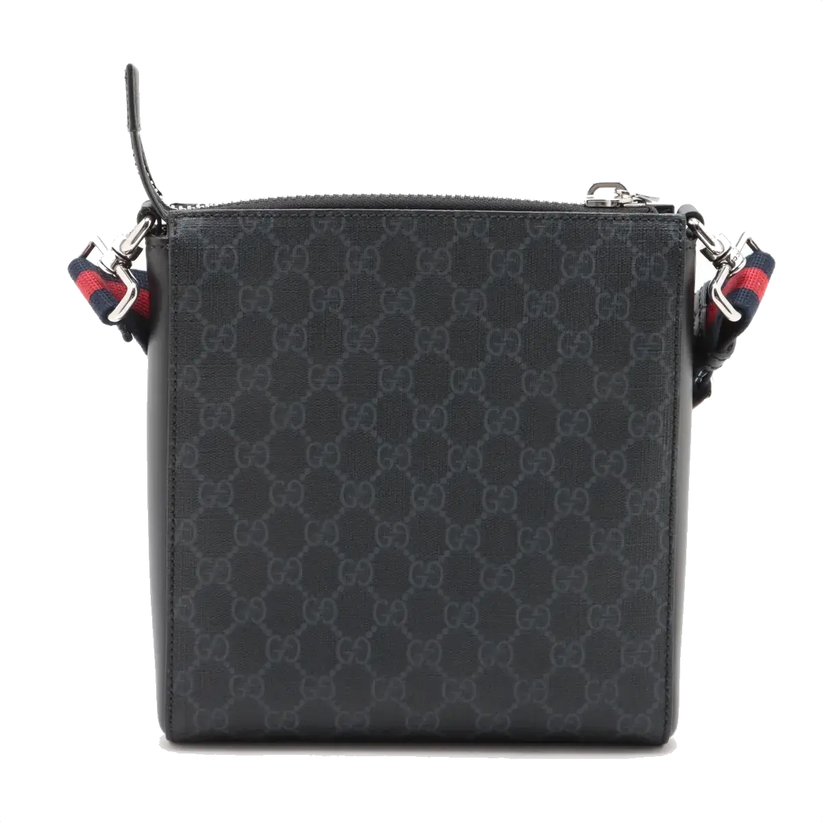Pre-Loved GG Supreme Messenger Crossbody Bag Monogram Coated Canvas Small with Silver Hardware, Black