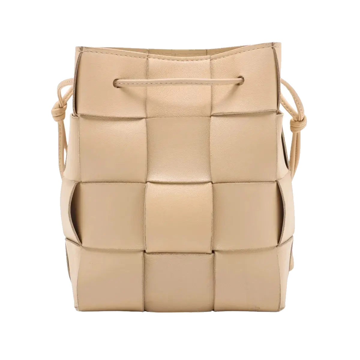 Pre-Loved Cassette Bucket Bucket Bag Intrecciato Leather Small, Beige