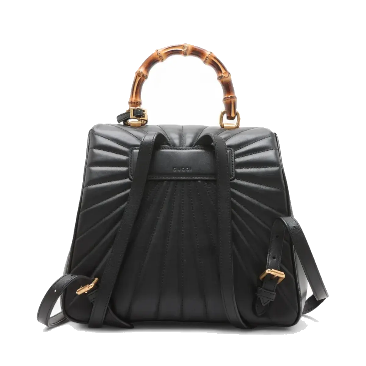 Pre-Loved Queen Margaret Bamboo Bee Backpack Quilted Leather with Aged Gold Hardware, Black