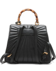 Pre-Loved Queen Margaret Bamboo Bee Backpack Quilted Leather with Aged Gold Hardware, Black
