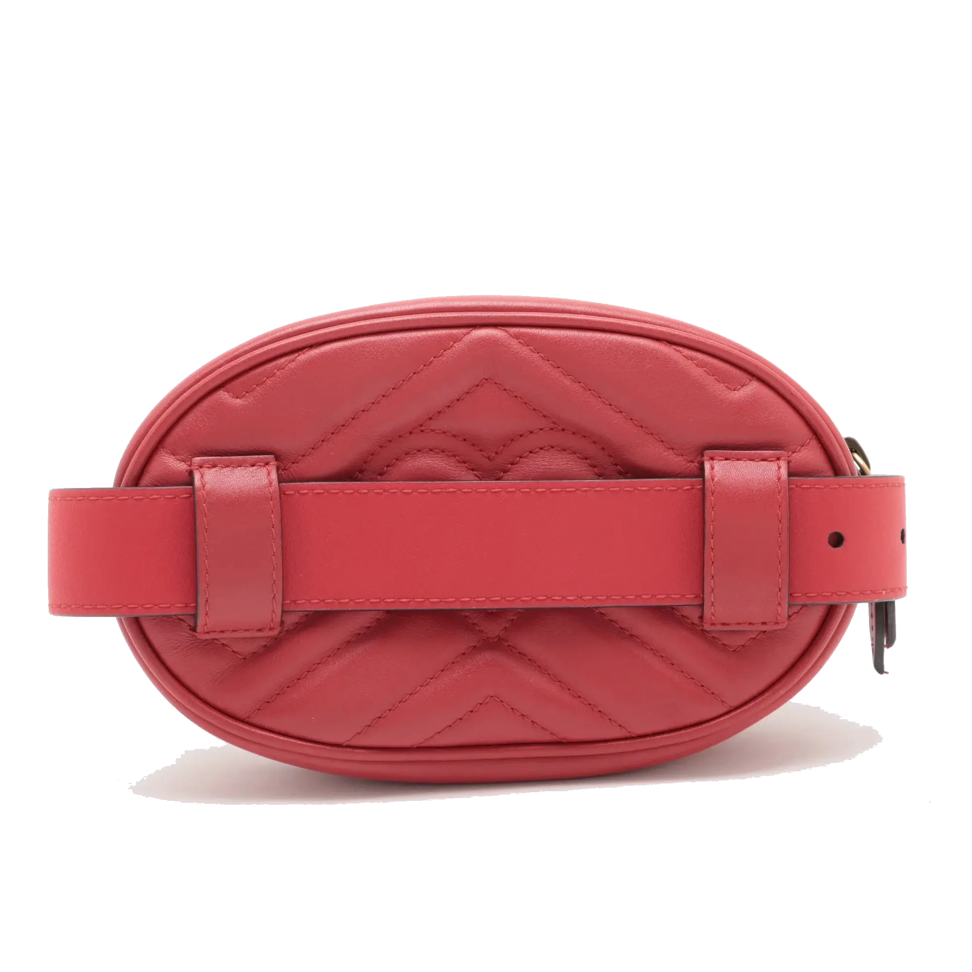 Pre-Loved GG Marmont Matelassé Belt Bag Quilted Leather with Aged Gold Hardware, Red