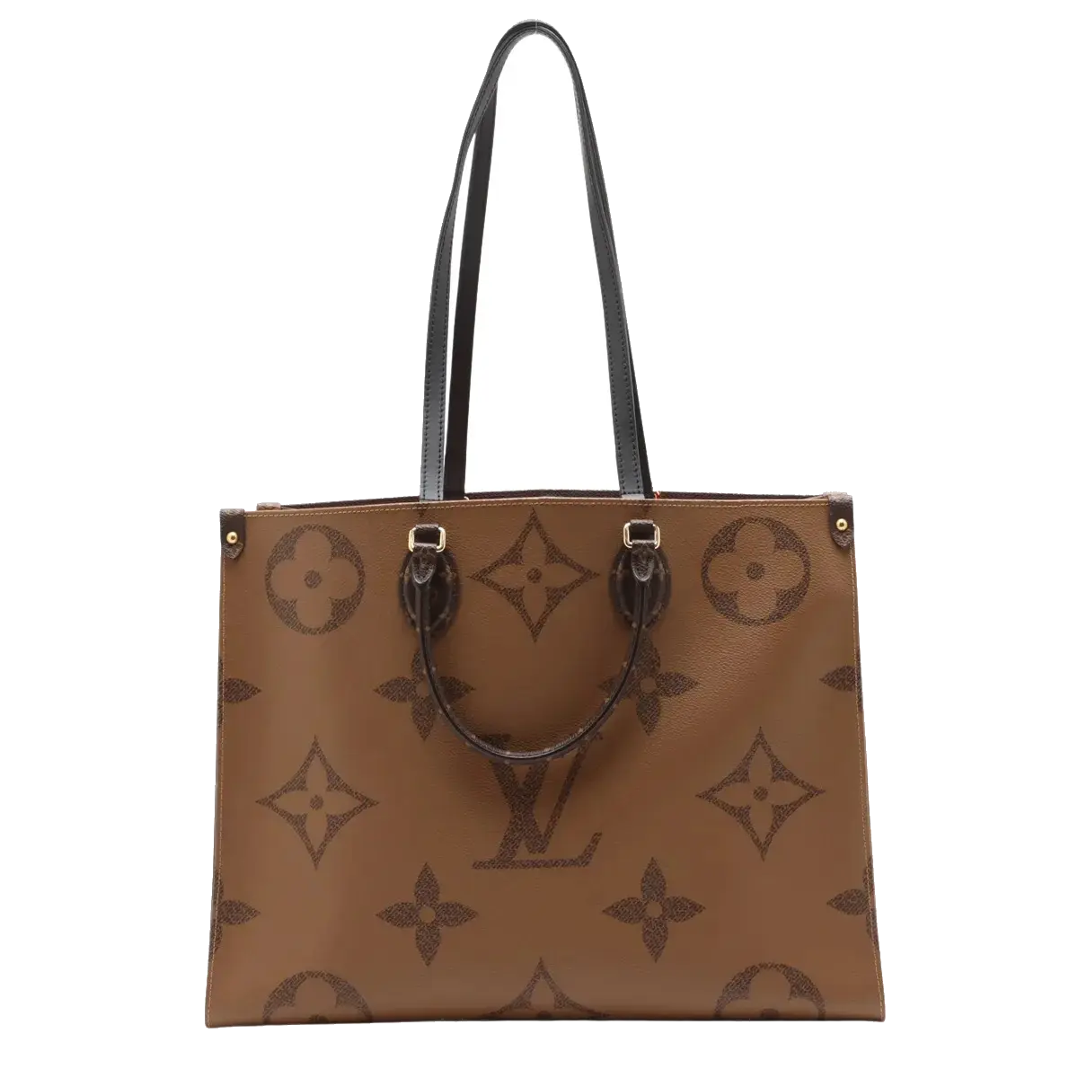 Pre-Loved OnTheGo Tote Monogram Coated Canvas MM with Gold Hardware, Brown