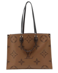 Pre-Loved OnTheGo Tote Monogram Coated Canvas MM with Gold Hardware, Brown