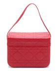 Pre-Loved Lady Dior Vanity Handbag Cannage Leather Mini with Silver Hardware, Red