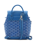 Pre-Loved Alpin Mini Backpack Goyardine Coated Canvas Mini with Silver Hardware, Blue