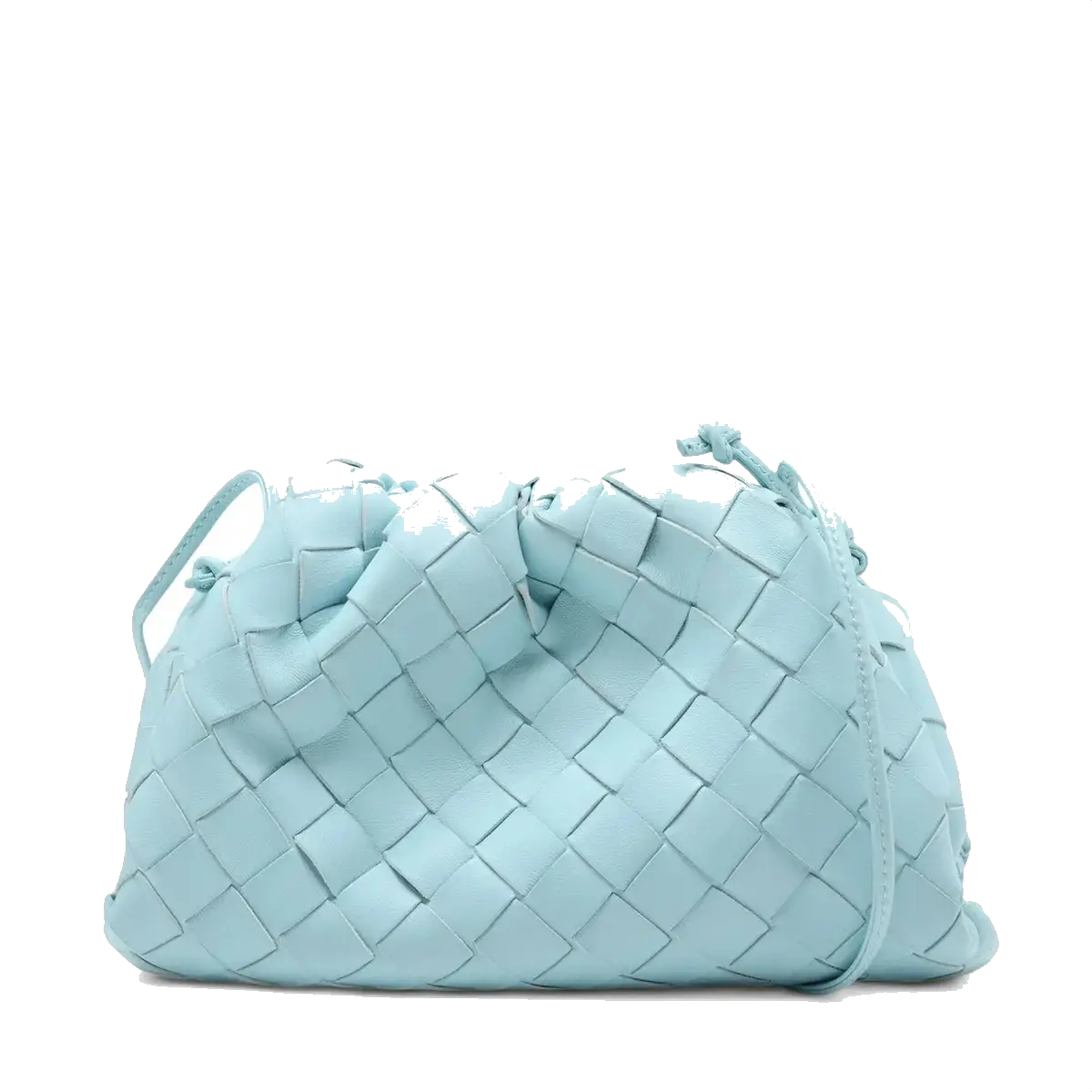 Pre-Loved The Pouch Crossbody Bag Intrecciato Leather Mini with Silver Hardware, Light Blue