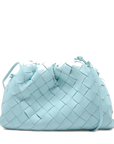 Pre-Loved The Pouch Crossbody Bag Intrecciato Leather Mini with Silver Hardware, Light Blue
