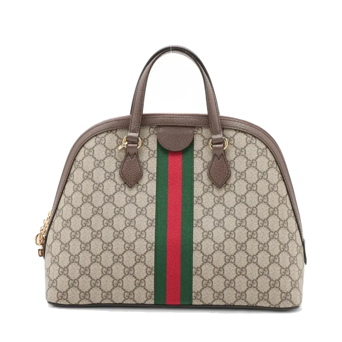 Pre-Loved Ophidia Handbag Monogram Coated Canvas Medium with Gold Hardware, Beige/Ebony