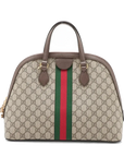 Pre-Loved Ophidia Handbag Monogram Coated Canvas Medium with Gold Hardware, Beige/Ebony
