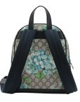 Pre-Loved GG Supreme Blooms Backpack Monogram Coated Canvas Small with Silver Hardware, Beige Blue Floral