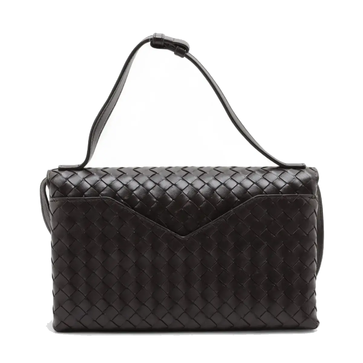 Pre-Loved Andiamo Crossbody Bag Intrecciato Leather Small with Gold Hardware, Dark Brown
