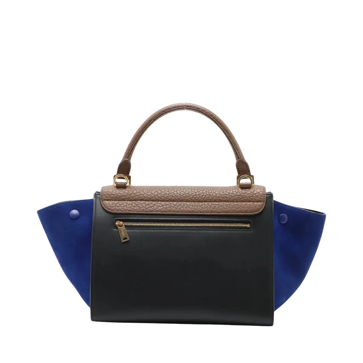 Pre-Loved Trapeze Handbag Leather Medium with Gold Hardware, Brown/Black/Blue
