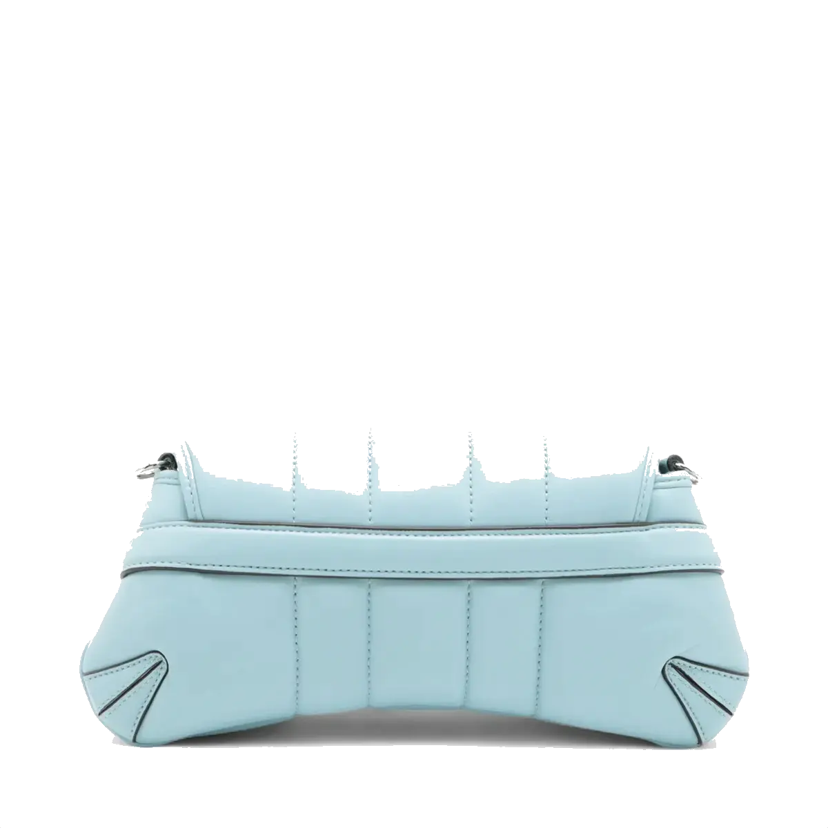 Pre-Loved Horsebit Chain Shoulder Bag Quilted Leather Small with Silver Hardware, Light Blue