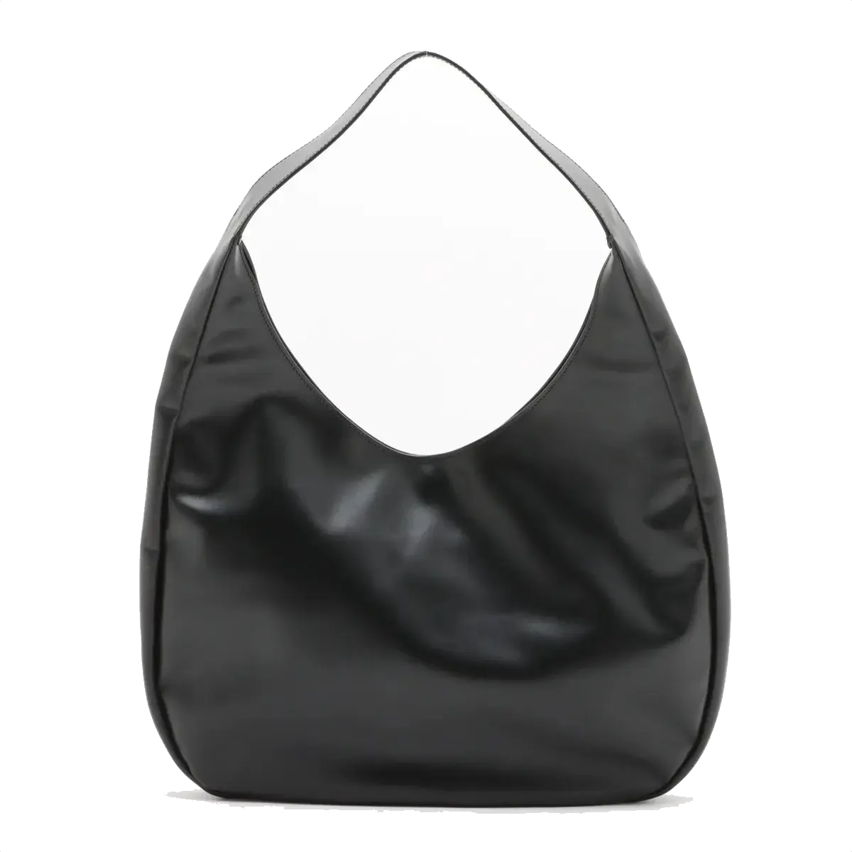 Pre-Loved Padded Nappa Leather Hobo Shoulder Bag Leather with Gold Hardware, Black
