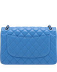 Pre-Loved Classic Double Flap Shoulder Bag Quilted Leather Jumbo with Ruthenium Hardware, Blue
