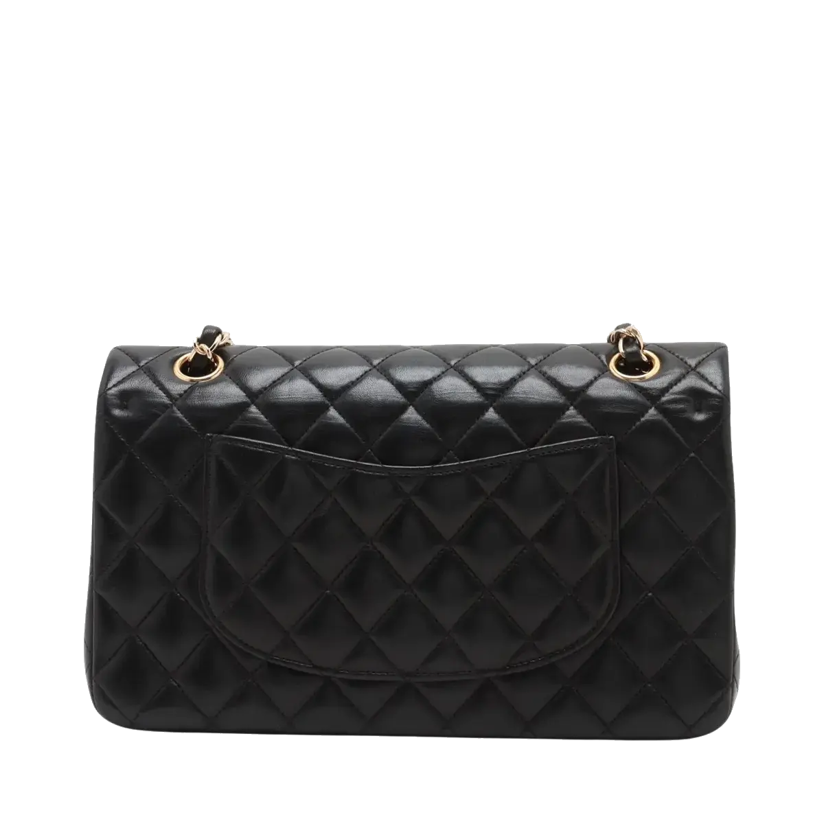 Pre-Loved Classic Double Flap Shoulder Bag Quilted Leather Medium with Gold Hardware, Black