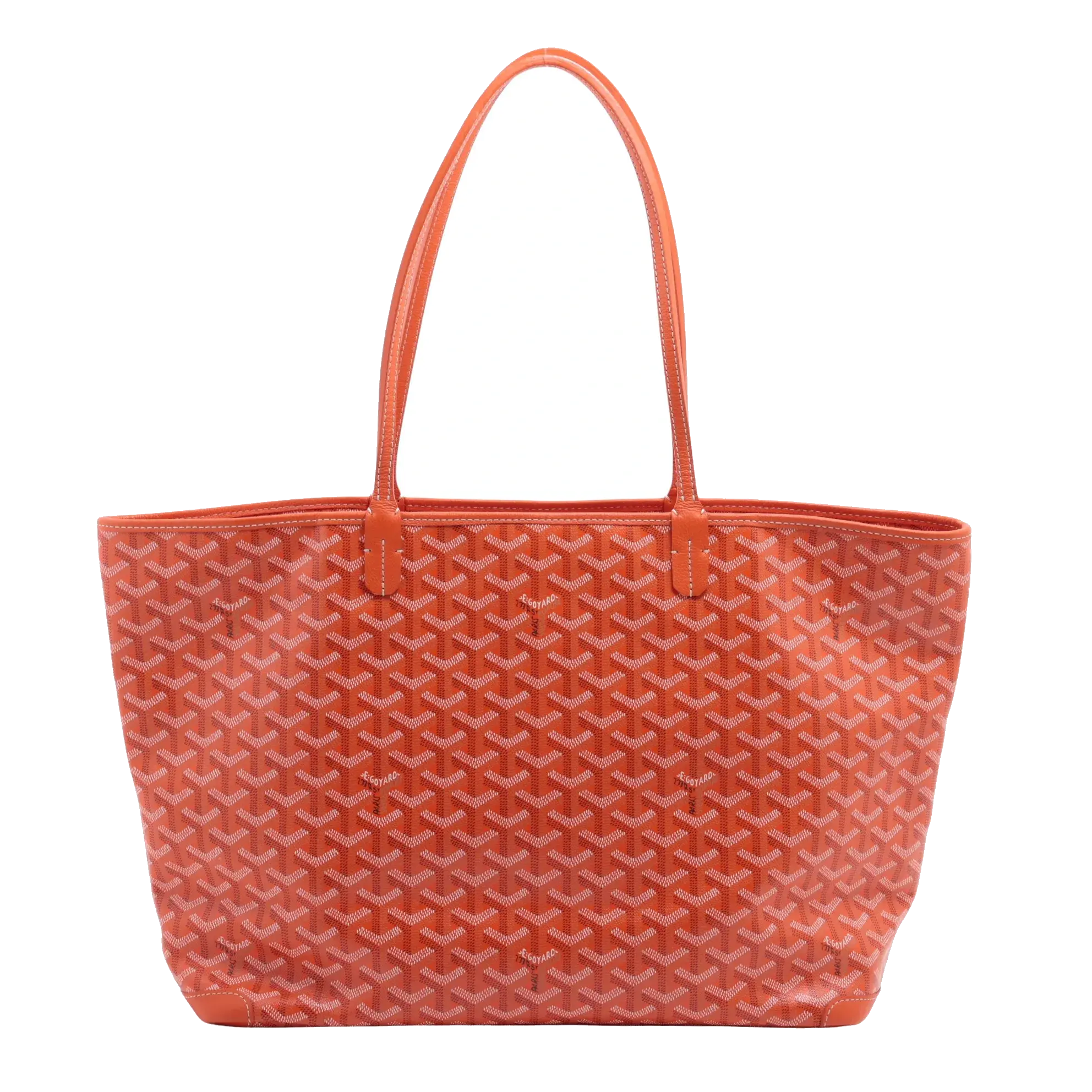 Pre-Loved Artois Tote Goyardine Chevron Coated Canvas PM with Silver Hardware, Orange