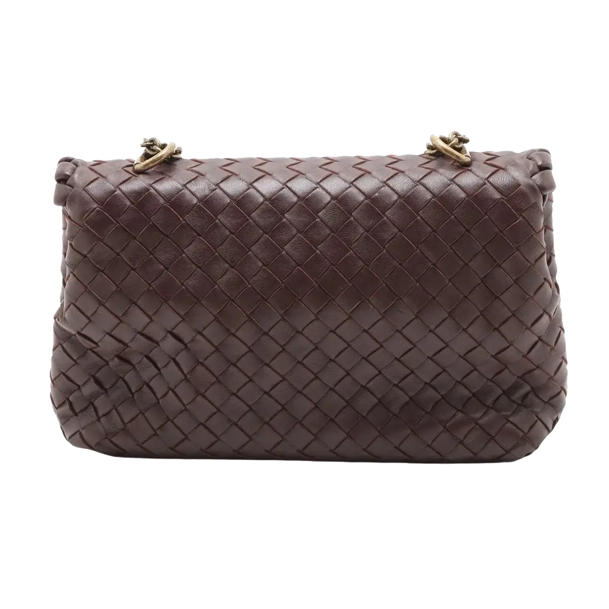 Pre-Loved Olimpia Crossbody Bag Intrecciato Leather Baby with Aged Gold Hardware, Burgundy