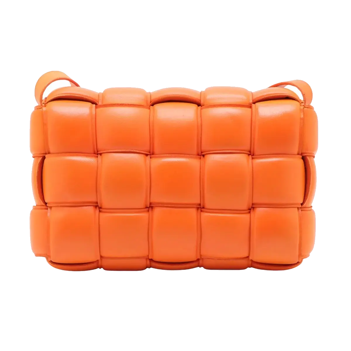Pre-Loved Padded Cassette Crossbody Bag Intrecciato Leather with Gold Hardware, Orange