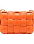 Pre-Loved Padded Cassette Crossbody Bag Intrecciato Leather with Gold Hardware, Orange