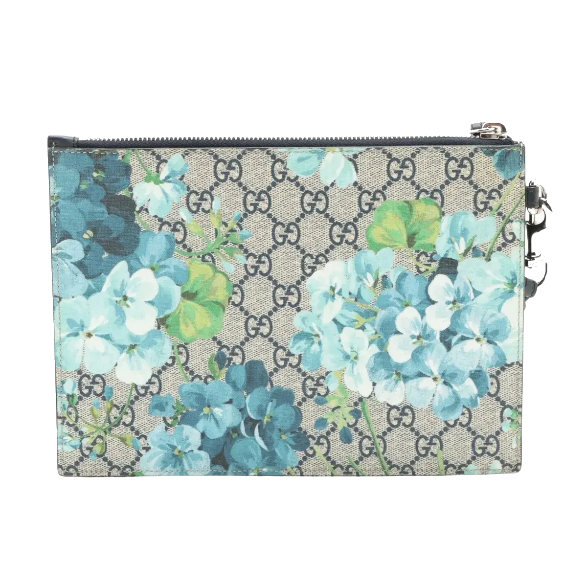 Pre-Loved GG Blooms Zip Pouch Pochette Monogram Coated Canvas with Silver Hardware, Beige Multicolor