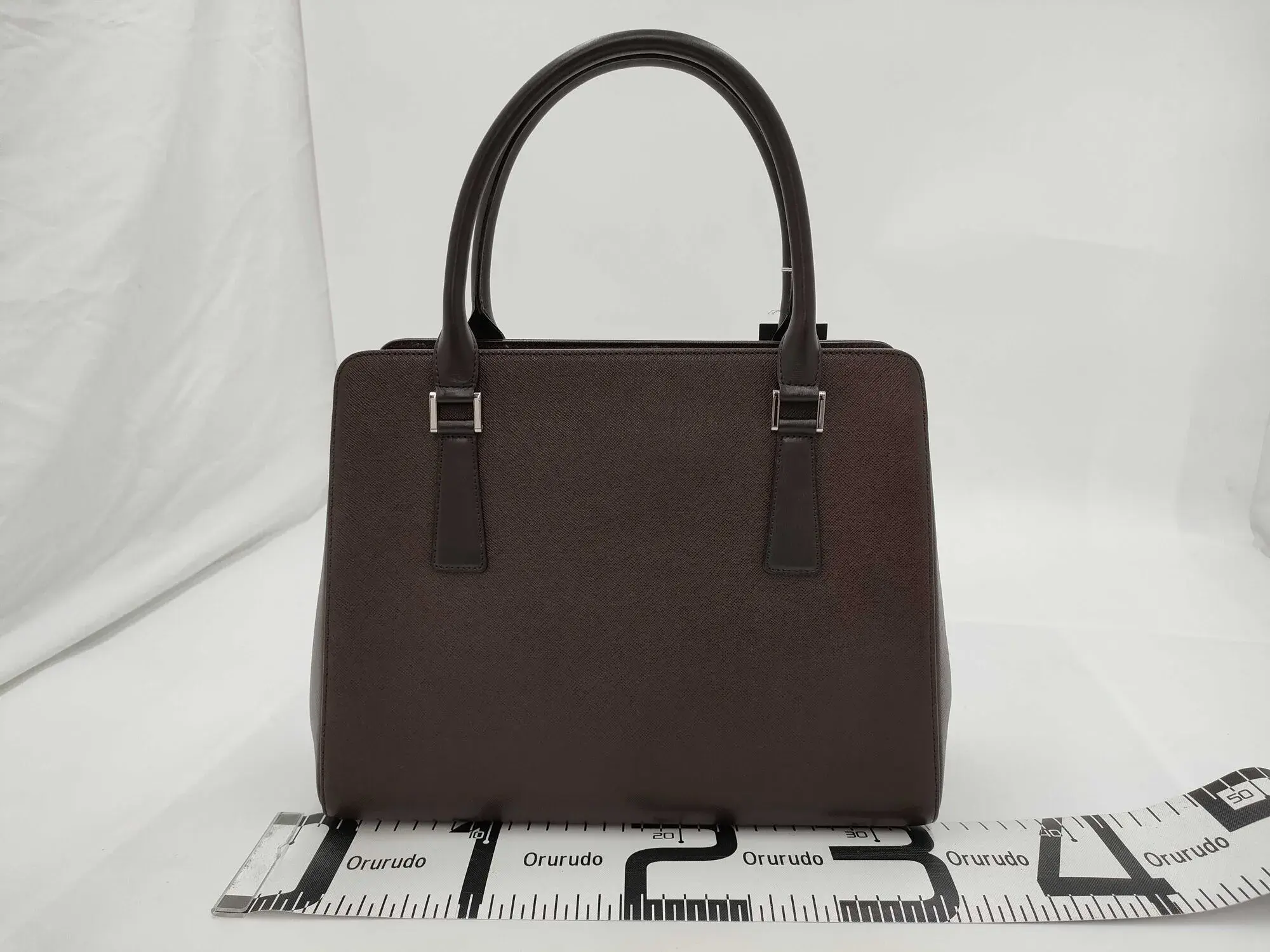 Pre-Loved Tote Leather with Silver Hardware, Dark Brown
