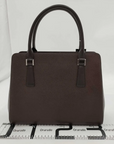 Pre-Loved Tote Leather with Silver Hardware, Dark Brown