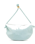 Pre-Loved Knot Shoulder Bag Suede Small with Gold Hardware, Light Blue