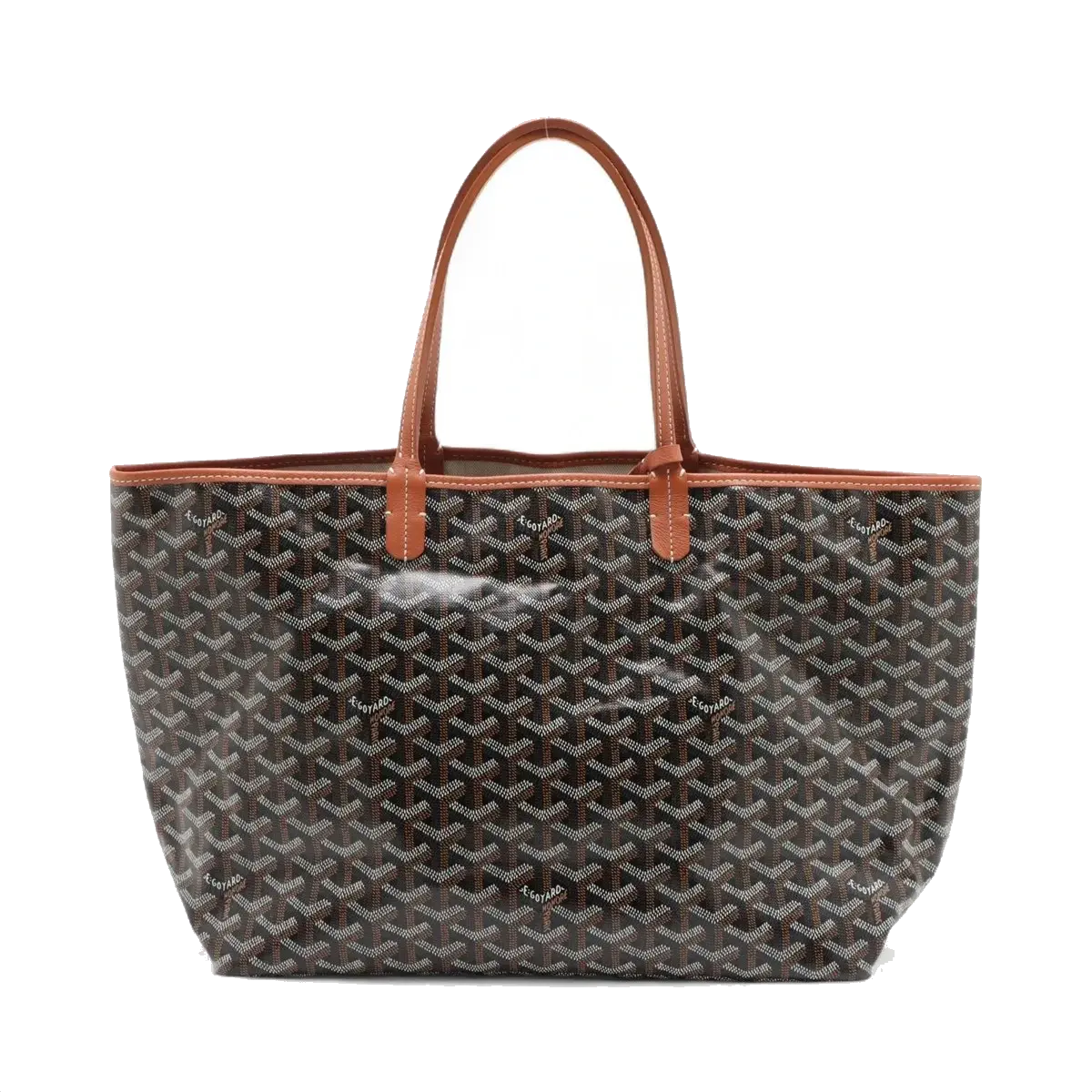 Pre-Loved Saint Louis Tote Goyardine Coated Canvas PM with Silver Hardware, Black/Brown