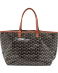 Pre-Loved Saint Louis Tote Goyardine Coated Canvas PM with Silver Hardware, Black/Brown