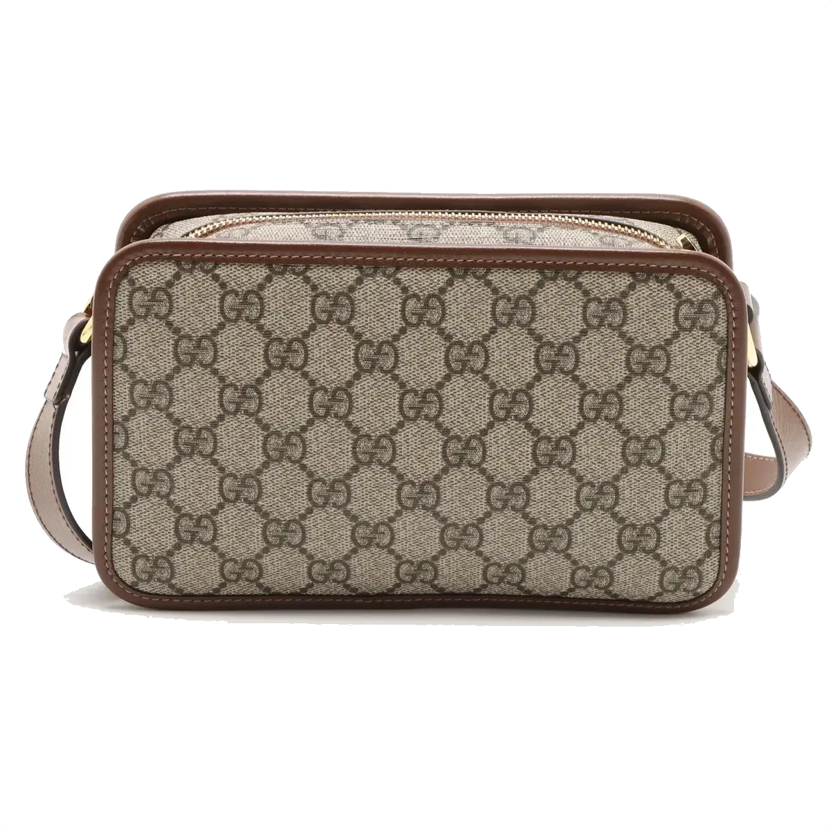 Pre-Loved GG Retro Interlocking G Camera Bag Crossbody Bag GG Supreme Coated Canvas Mini with Gold Hardware, Beige and Ebony