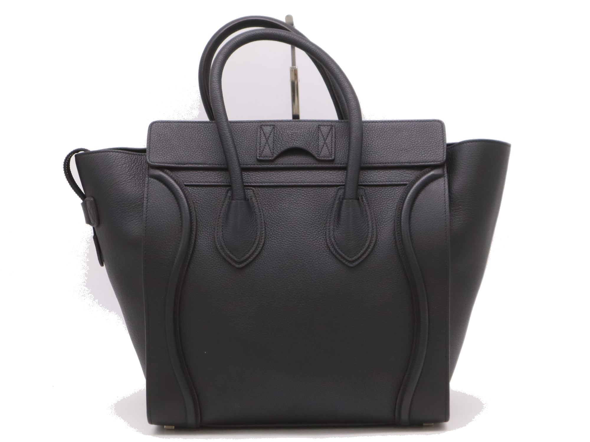 Pre-Loved Luggage Tote Leather Mini with Silver Hardware, Black