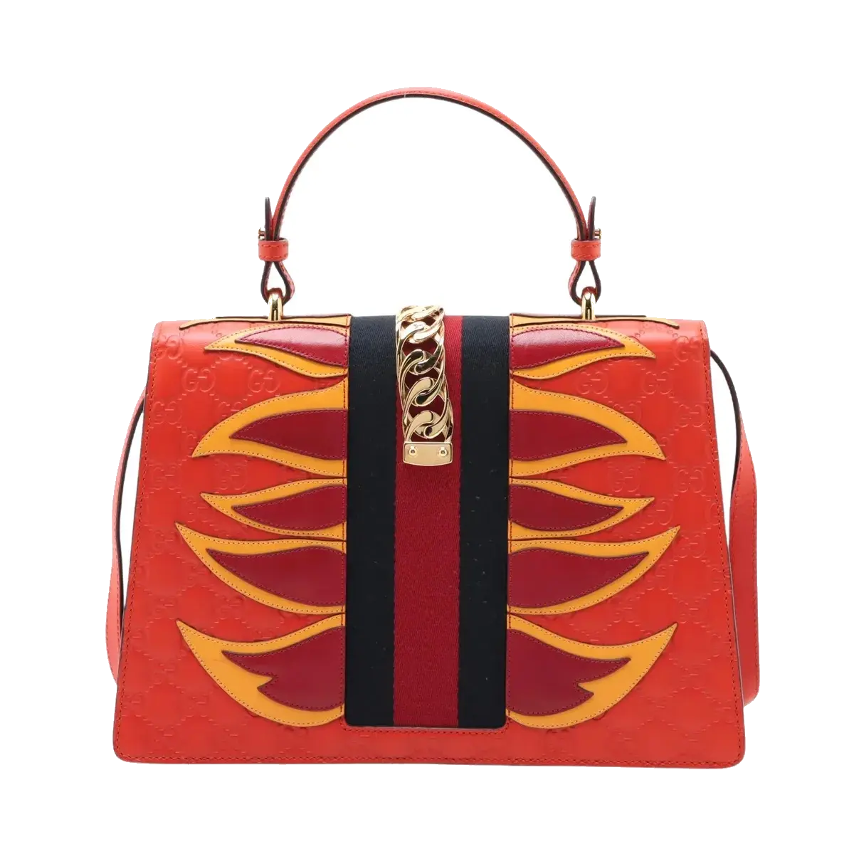 Pre-Loved Sylvie Handbag Monogram Leather Medium with Gold Hardware, Red