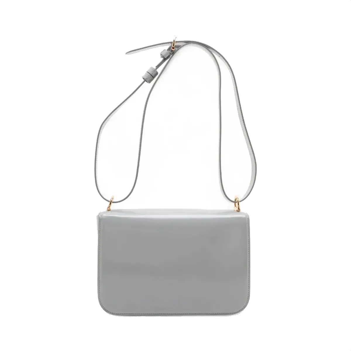Pre-Loved Hook Shoulder Bag Leather Small with Gold Hardware, Light Grey