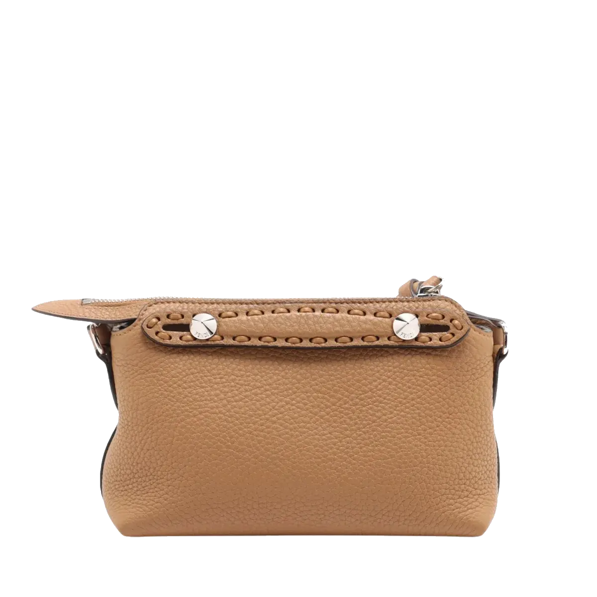 Pre-Loved Selleria Peekaboo Crossbody Bag Leather Mini with Silver Hardware, Tan