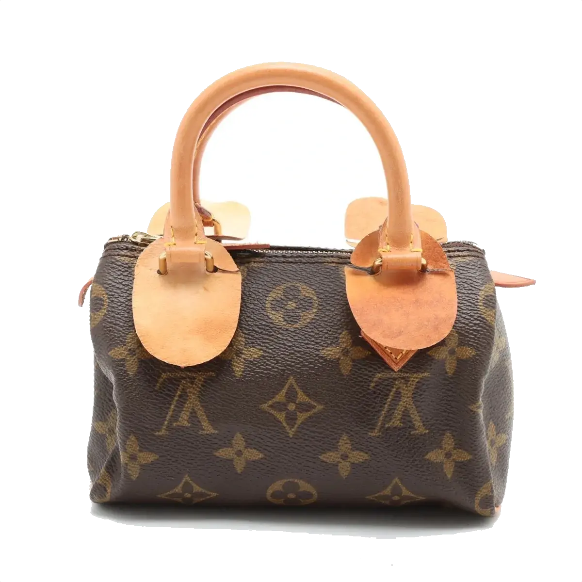 Pre-Loved Mini Speedy Handbag Monogram Coated Canvas Mini with Gold Hardware, Brown