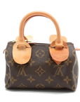 Pre-Loved Mini Speedy Handbag Monogram Coated Canvas Mini with Gold Hardware, Brown